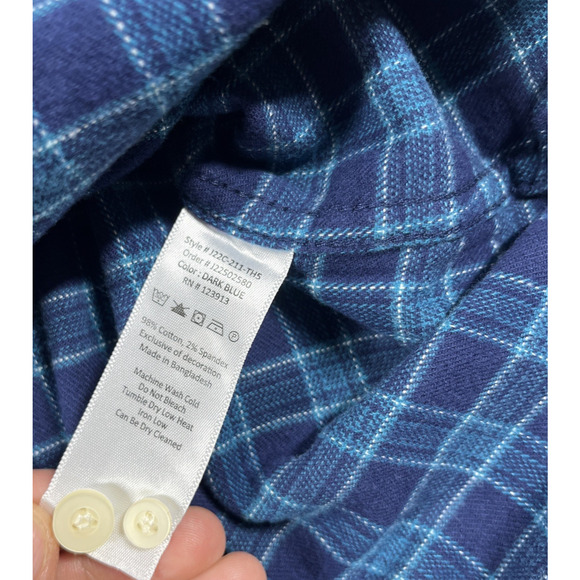 Jachs Flannel Shirt Mens Medium Button Down Plaid Soft Stretch Blue NWT - Picture 8 of 14